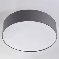 Lindby loftlampe Sebatin, Ø 50 cm, grå, stof, E27