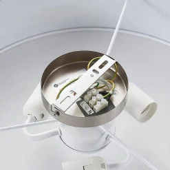 Lindby loftlampe Sebatin, Ø 50 cm, grå, stof, E27