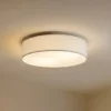 Lindby loftlampe Sebatin, Ø 50 cm, hvid, stof, E27