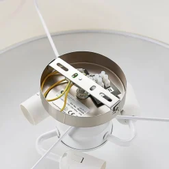 Lindby loftlampe Sebatin, Ø 50 cm, hvid, stof, E27