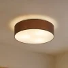 Lindby loftlampe Sebatin, Ø 50 cm, lysebrun, stof, E27