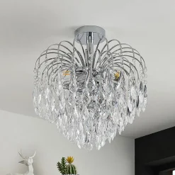 Lindby loftlampe Silino, grå, metal, Ø 40cm, E14