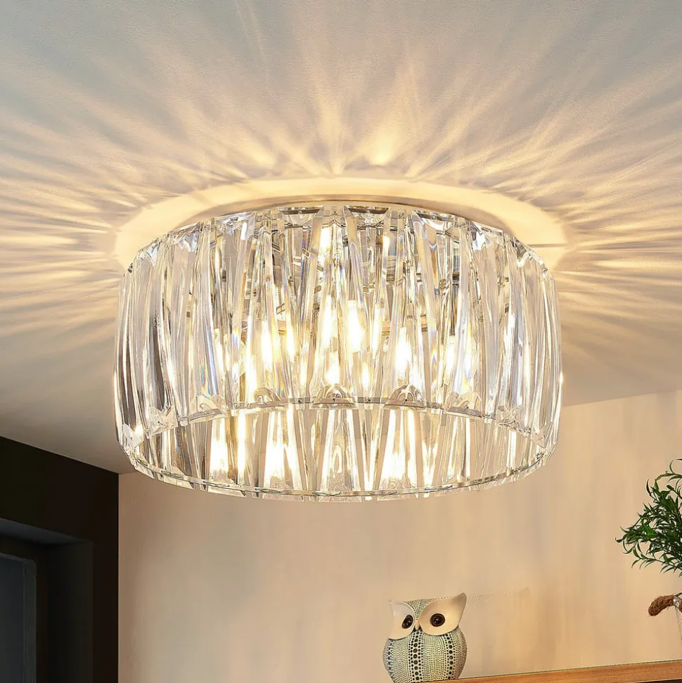Lindby loftlampe Sofia, transparent, akryl, Ø 46cm