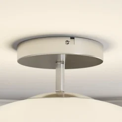 Lindby loftlampe Sonika, Ø 40 cm, nikkelfarvet, glas, E27