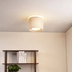 Lindby loftlampe Soula, Ø 26 cm, beige, plast, E27
