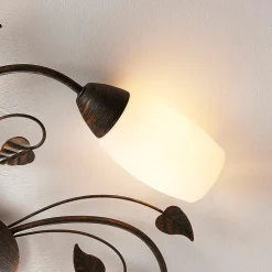 Lindby loftlampe Stefania, 5 lyskilder, sort/guld, Ø58cm