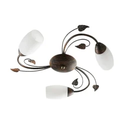 Lindby loftlampe Stefania, 3 lyskilder, Ø 46 cm, sort/guld