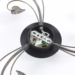 Lindby loftlampe Stefania, 3 lyskilder, Ø 46 cm, sort/guld
