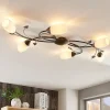 Lindby loftlampe Stefania, 6 lyskilder, sort/guld, 68 cm