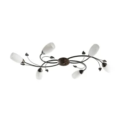 Lindby loftlampe Stefania, 6 lyskilder, sort/guld, 68 cm