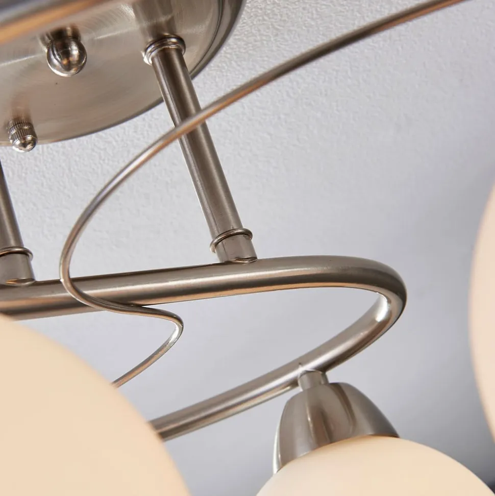 Lindby loftlampe Svean, 6 lyskilder, hvid, glas, længde 75 cm
