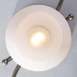 Lindby loftlampe Svean, 3 lyskilder, nikkel/hvid, glas, længde 60 cm