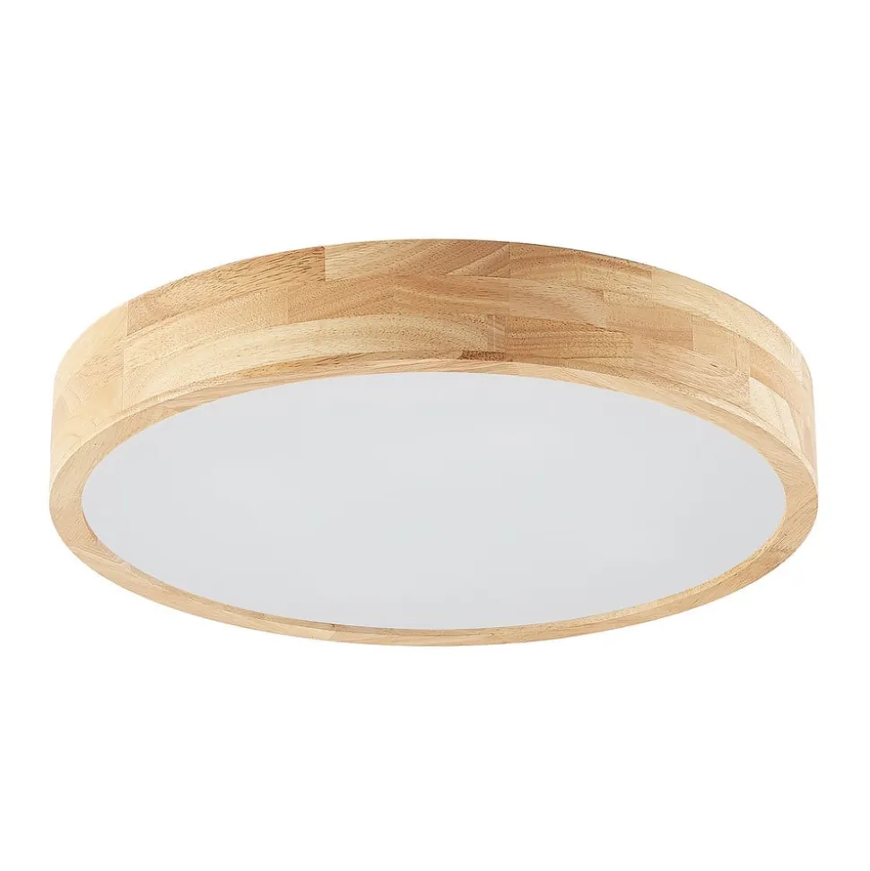 Lindby loftlampe Tanju, Ø 50 cm, 4 lyskilder, egetræ, E27