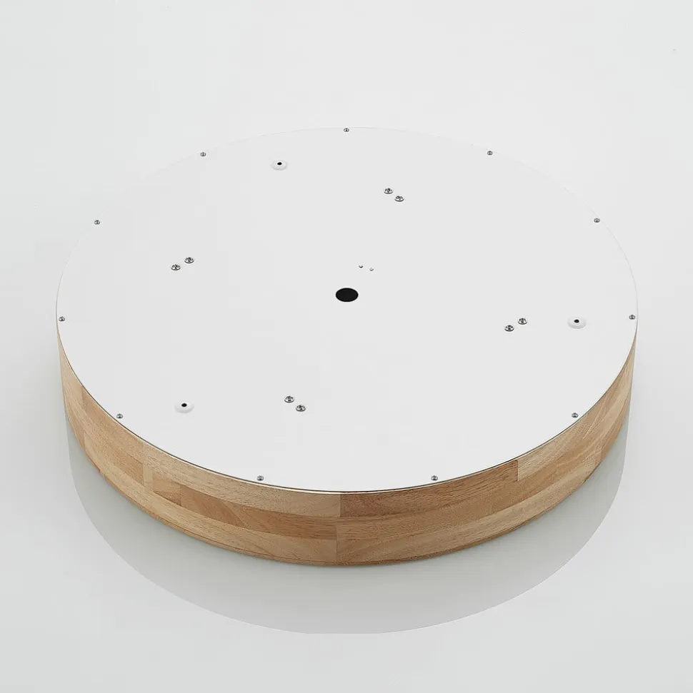 Lindby loftlampe Tanju, Ø 50 cm, 4 lyskilder, egetræ, E27