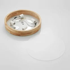 Lindby loftlampe Tanju, Ø 50 cm, 4 lyskilder, egetræ, E27
