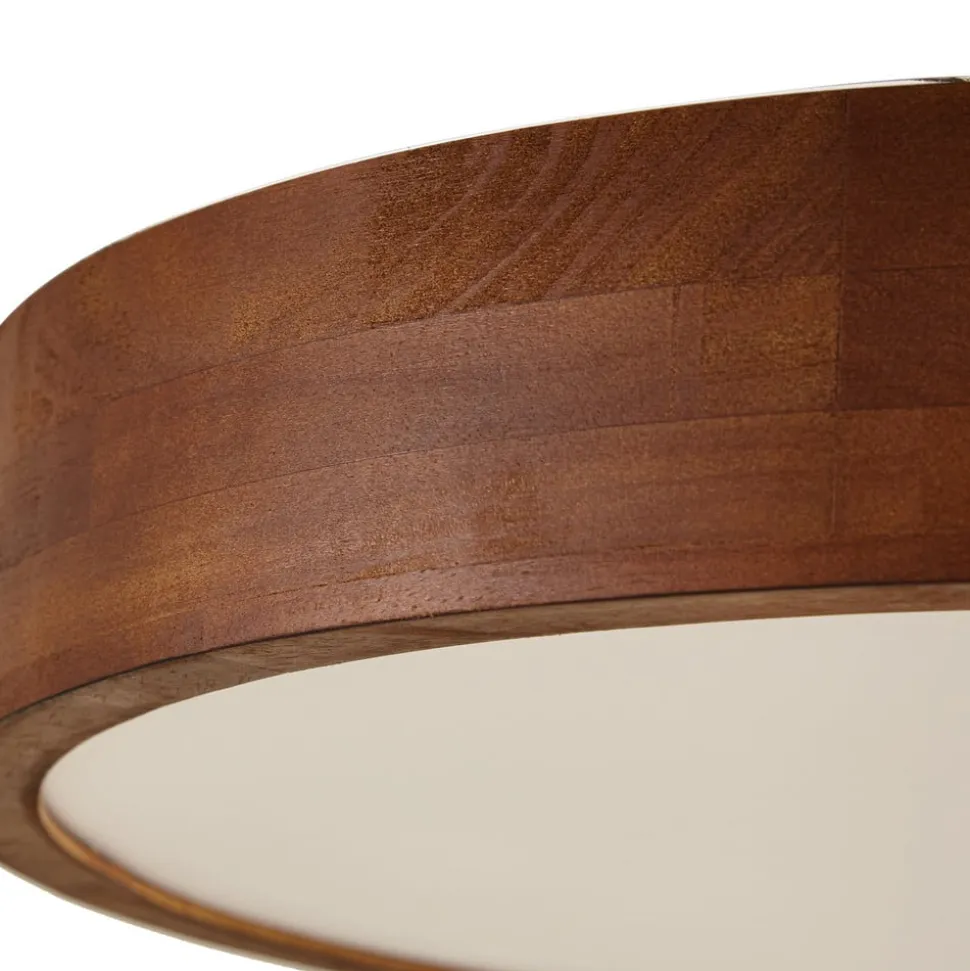Lindby loftlampe Tanju, Ø 50 cm, valnøddetræ, 4 lyskilder, E27