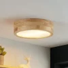 Lindby loftlampe Tanju, Ø 30 cm, 2 lyskilder, egetræ, E27