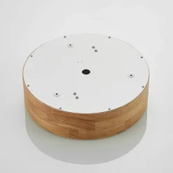 Lindby loftlampe Tanju, Ø 30 cm, 2 lyskilder, egetræ, E27