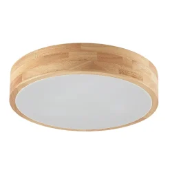 Lindby loftlampe Tanju, Ø 40 cm, 3 lyskilder, egetræ, E27