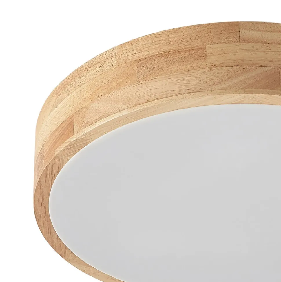 Lindby loftlampe Tanju, Ø 40 cm, 3 lyskilder, egetræ, E27