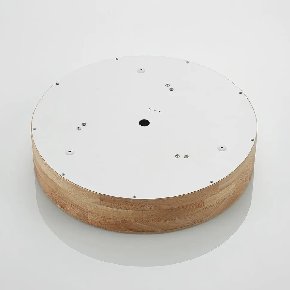 Lindby loftlampe Tanju, Ø 40 cm, 3 lyskilder, egetræ, E27