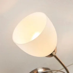 Lindby loftlampe Tatas, Ø 64 cm, nikkel, 6 lyskilder, glas