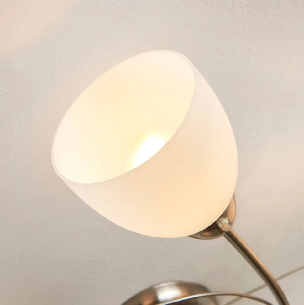 Lindby loftlampe Tatas, Ø 64 cm, nikkel, 6 lyskilder, glas