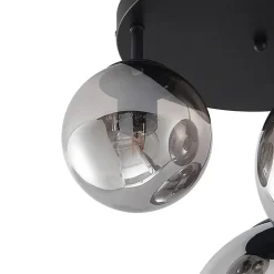 Lindby loftlampe Teeja, smoke, 3 lyskilder, Ø47cm, glas, E27