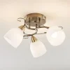 Lindby loftlampe Thaddeus, Ø 44 cm, antik messing, glas