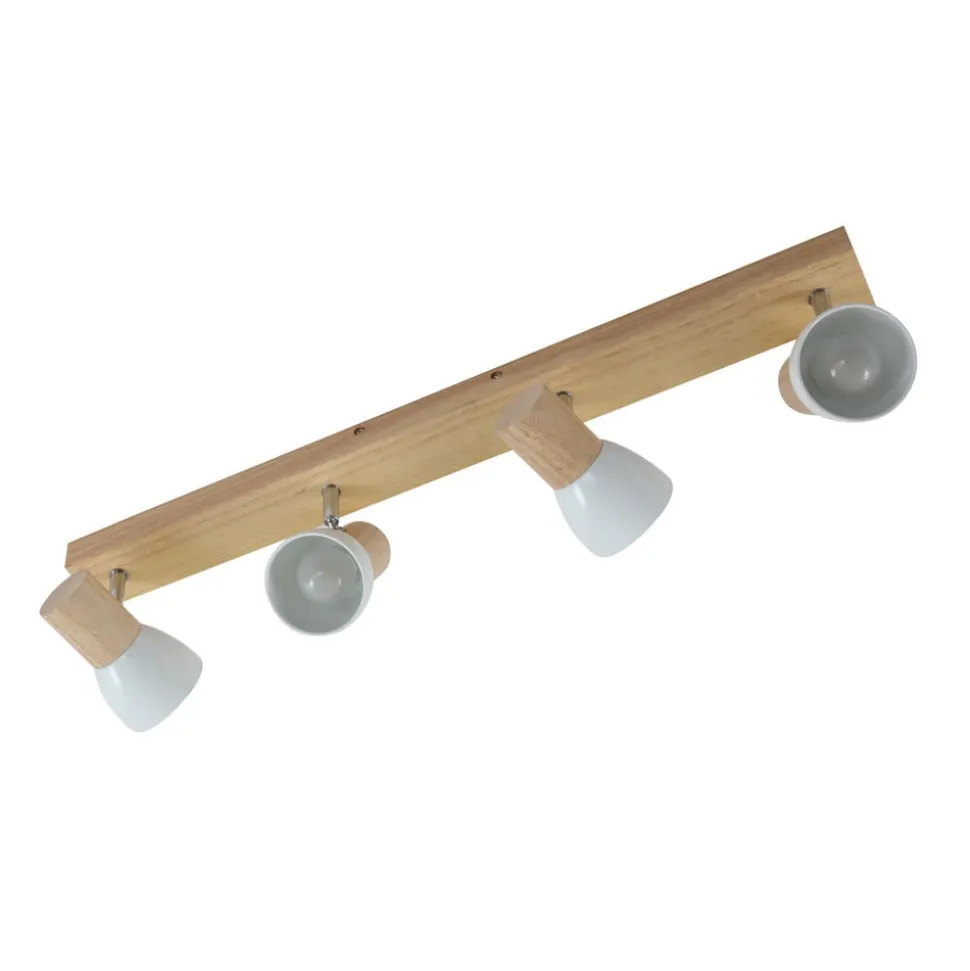 Lindby loftlampe Thorin, 67 cm, 4 lyskilder, hvid, træ, E14