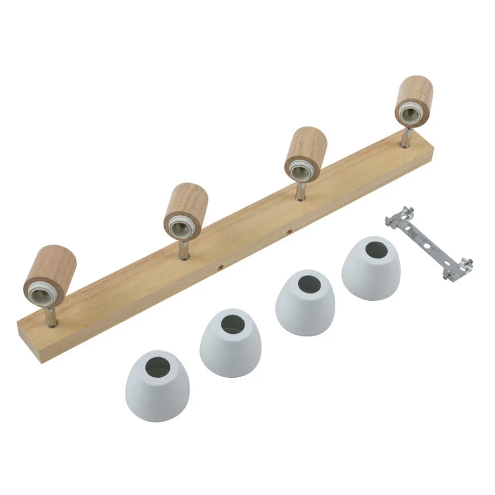 Lindby loftlampe Thorin, 67 cm, 4 lyskilder, hvid, træ, E14