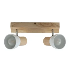Lindby loftlampe Thorin, 27 cm, 2 lyskilder, hvid, træ, E14