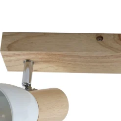 Lindby loftlampe Thorin, 27 cm, 2 lyskilder, hvid, træ, E14
