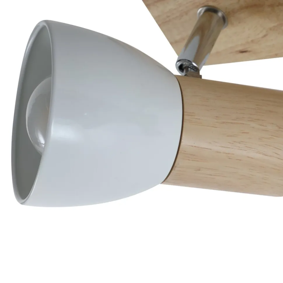 Lindby loftlampe Thorin, 27 cm, 2 lyskilder, hvid, træ, E14