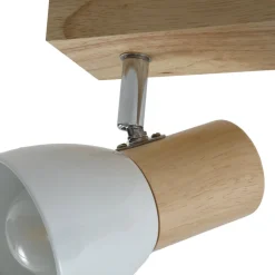 Lindby loftlampe Thorin, 27 cm, 2 lyskilder, hvid, træ, E14