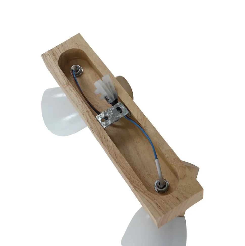Lindby loftlampe Thorin, 27 cm, 2 lyskilder, hvid, træ, E14