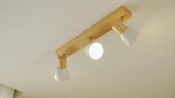Lindby loftlampe Thorin, 47 cm, 3 lyskilder, hvid, træ, E14