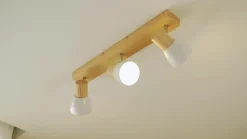 Lindby loftlampe Thorin, 47 cm, 3 lyskilder, hvid, træ, E14