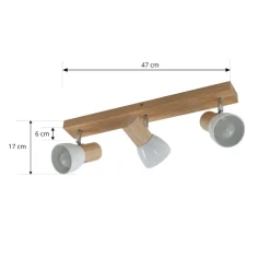Lindby loftlampe Thorin, 47 cm, 3 lyskilder, hvid, træ, E14