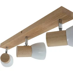 Lindby loftlampe Thorin, 47 cm, 3 lyskilder, hvid, træ, E14