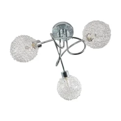 Lindby loftlampe Ticino, Ø 40 cm, krom, glas, metal