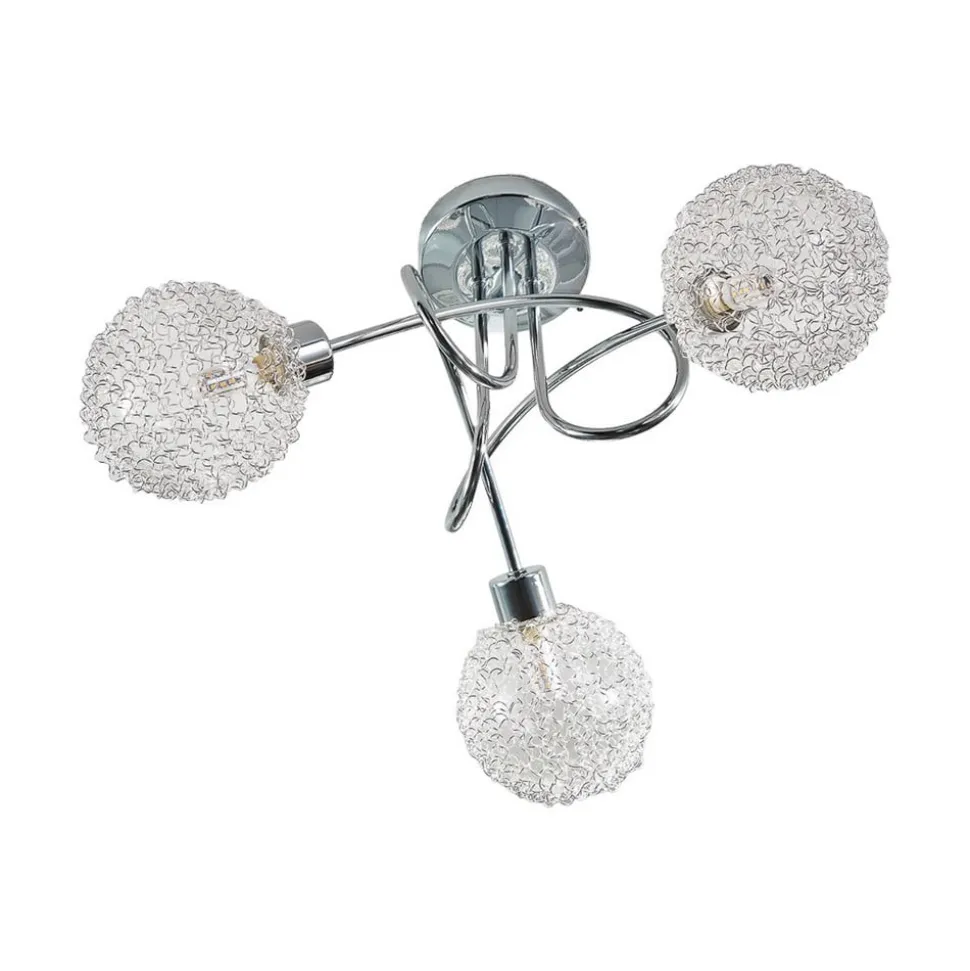 Lindby loftlampe Ticino, Ø 40 cm, krom, glas, metal