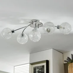 Lindby loftlampe Ticino, 65 cm, 5 lyskilder, metal, glas