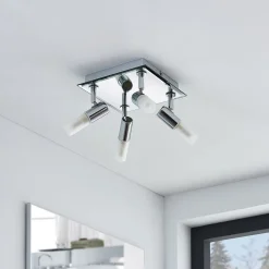 Lindby loftlampe til bad Zela, 32 cm, krom, 4 lyskilder, IP44