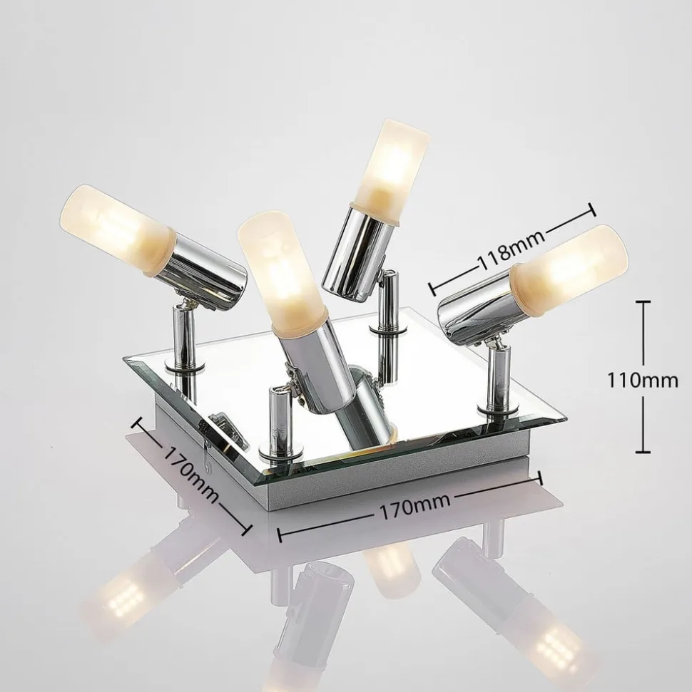 Lindby loftlampe til bad Zela, 32 cm, krom, 4 lyskilder, IP44