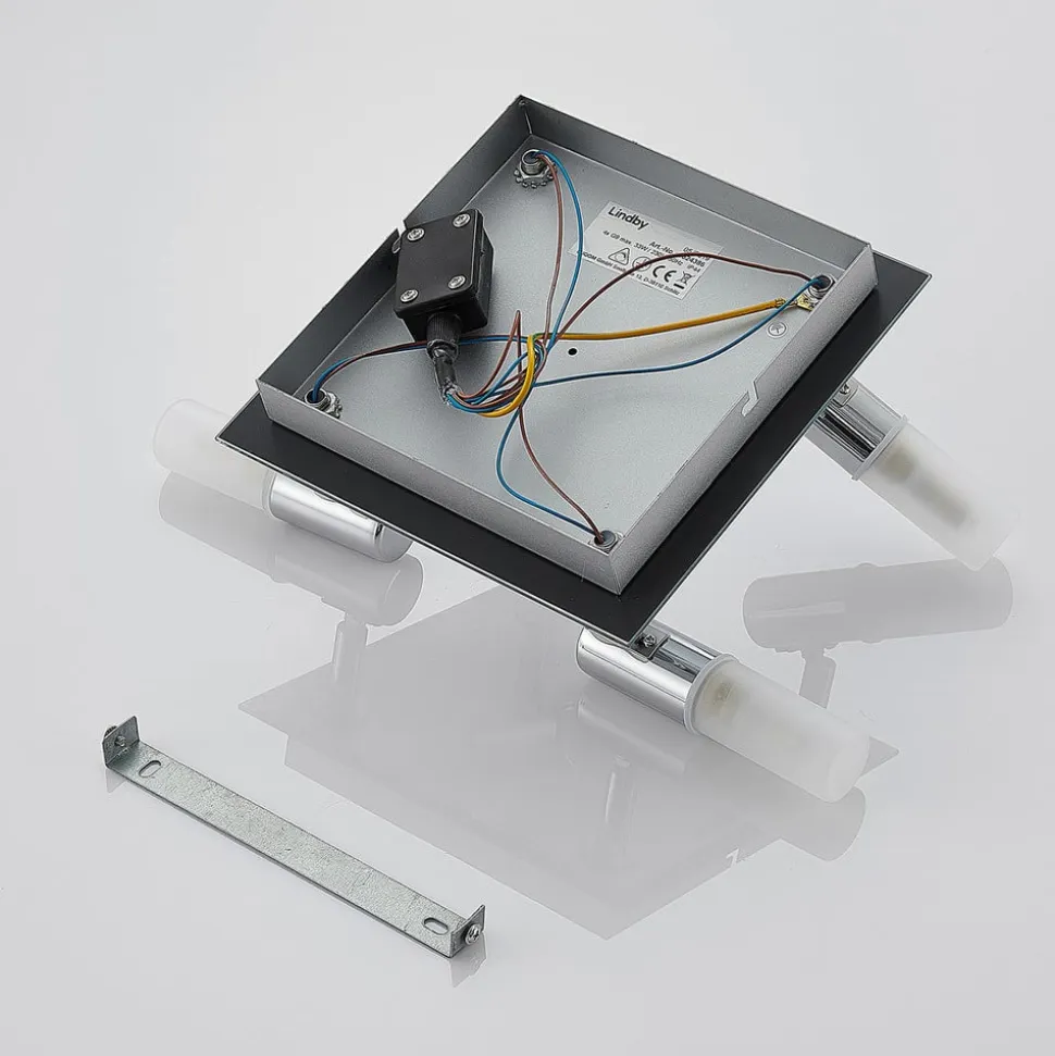 Lindby loftlampe til bad Zela, 32 cm, krom, 4 lyskilder, IP44