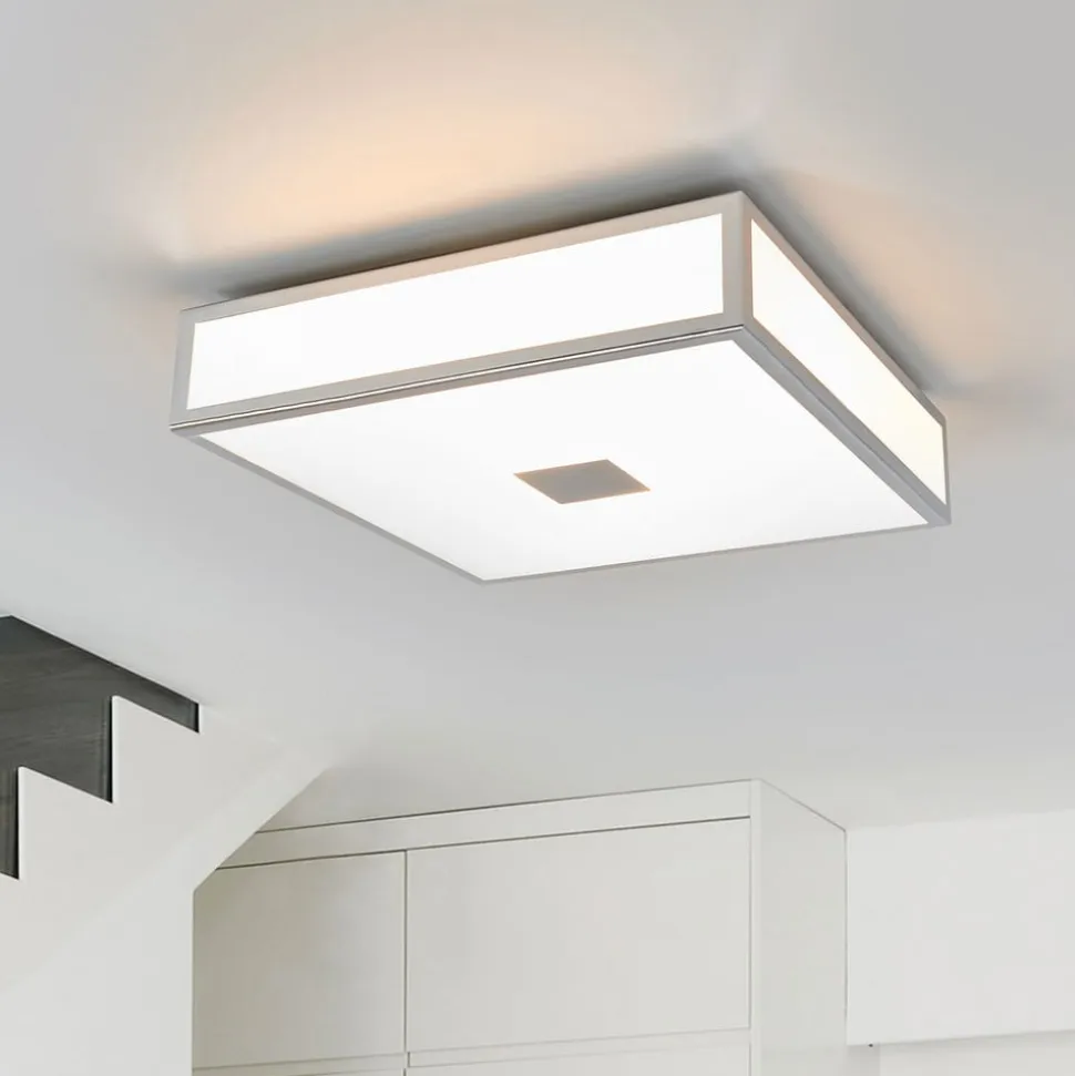 Lindby loftlampe til badeværelset Eniola, 30 cm, hvid/grå, IP44