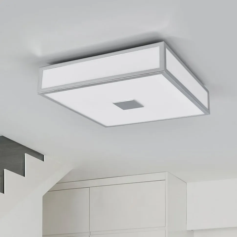 Lindby loftlampe til badeværelset Eniola, 30 cm, hvid/grå, IP44