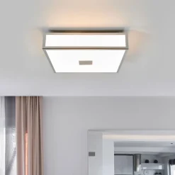 Lindby loftlampe til badeværelset Eniola, 30 cm, hvid/grå, IP44