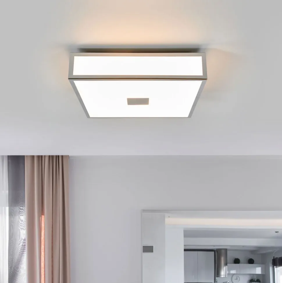 Lindby loftlampe til badeværelset Eniola, 30 cm, hvid/grå, IP44